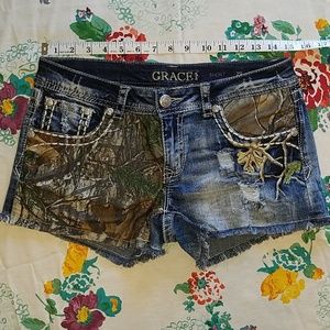 Grace in LA Camo Embroidered Shorts 29